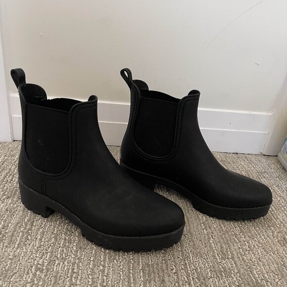 ✨jeffry campbell cloudy black waterproof short chelsea rain boots - 9 - Picture 1 of 1